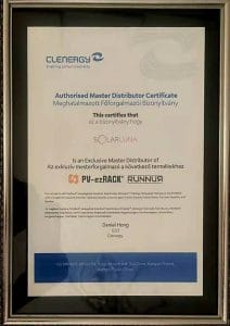 Clenergy Australia - SolarLuna Distribution Partnership Certificate